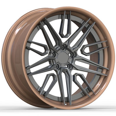 Gold Polished Center Brushed Face Monoblock Forged Wheels With FEA Anal